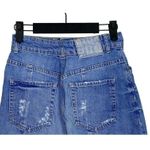 ZARA  Distressed Raw Hem Mini Cotton Button Fly Skirt 5 Pockets S Blue #3211 Photo 4
