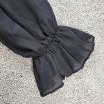 BBX Lephsnt Faux Wrap Dress Womens M Black Pleated Long Puff Sleeve Midi New Size M Photo 10