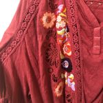 Free People Serafina Floral Embroidered Crochet Top in Red - Size Small Photo 1