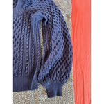 525 America 525 American Womens Pink Knit Sweater Knit Puff Top Large Blue Photo 1