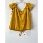 Madewell Top Size M Texture & Thread Off The Shoulder Flutter Sleeve Gold Yellow Photo 4