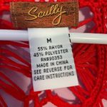 Spicy Red Open Knit Crochet Scoop Neck Rayon Tank Top Swim Cover Up Medium Photo 3