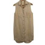 Cloth & Stone Sleeveless Button Front Shirt Dress Tan Linen Blend Size S Photo 1