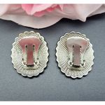 None Western Conch Silver Tone Embossed Clip On Earrings Scalloped Edges Cowgirl .75" Photo 3