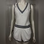 Champion Cotton Blend romper Women's White and Black Trim Shorts Size Small Photo 2