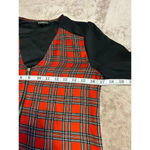 EXPRESS  Plaid 3/4 Sleeve Blouse V-Neck Quarter Zip Size Small Holiday Christmas Photo 5