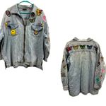 Y2K Nada Nuff Contempo Patch Zip Up Long Sleeve Jean Shirt Jacket Medium Blue Photo 4