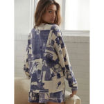 Out From Under Dustin Lace- Up Henley Top Blue and White Size M Photo 1