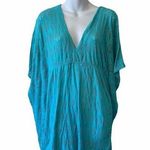 Athena teal mesh bat wing beach cover up Blue Photo 0
