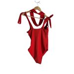 Beach Riot Sydney Red Belted Tie Shoulder Square Neck One Piece Swimsuit Size L Photo 6