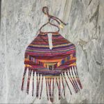 Ale By Alessandra Alé by Alessandra Rainbow Patchwork Halter Fringe Bikini Tankini Top Size XS Photo 1