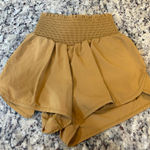 Aerie Tan Smocked Waist Athletic Shorts Photo 0