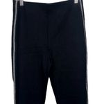 ZARA  High Rise Side Appliqués Rhinestone Stripes Cropped Trouser Pants M Black Photo 2