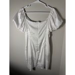 Lulus  White Floral Jacquard Puff Sleeve Sweetheart Neckline Mini Dress Size L Photo 5