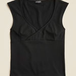 J.Crew NWT Stretch Cotton Cap-sleeve Crossover Shirt Black Photo 0