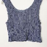 Rachel Parcell [] Scoop Neck Smocked Blue Striped Crinkle Tank Top NWT Size XL Photo 6