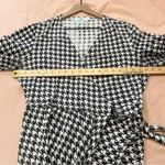 Passion Lilie Houndstooth Cotton Black White Ruffle Hem‎ Mini Wrap Dress Size XL Photo 13
