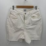 BDG 90s Long Inseam Short Denim Shorts Women 32 White Button Fly Urban Outfitter Photo 0