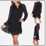 Joie  Black Chiffon Balloon Sleeve Button Front Mini Dress Photo 1