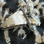 HMS Vintage Flower Ring Silver Toned Metal Silver Photo 3