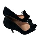 Betsey Johnson Black Suede Bow Pointed Toe Kitten Heel Pumps Classic Shoes Photo 4