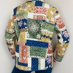 Retro Colorful Floral Quilted Patchwork Light Jacket Blazer Multi Size M Photo 4