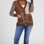 Lush Clothing Lush Women’s Colorblock Button-down Cardigan Sweater Pink Brown Size S, NWOT Photo 0