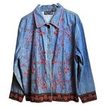 Vintage Life Style Women’s Denim Jacket Button Front Embroidered Size Medium Sk Blue Photo 0