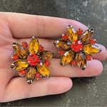 Lee Vintage JUDY  Clip On rhinestone Earrings Cadmium Glass glow Photo 0