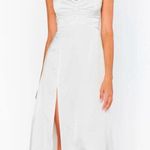 Show Me Your Mumu NWOT Mina Midi Dress Ivory Luxe Satin Size Small Formal Photo 2
