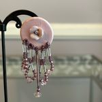 Vintage lavender and purple handmade earrings with flowers and dangling beads Photo 3