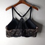 Adore Me  Bra 44G Underwire Padded Lace Trim Racer Back Front Hook in Black Photo 4
