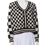 Le Superbe Zephyr Black White Check V-Neck Sweater Cashmere Sparkle Checkered M Photo 5