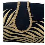 Black & Gold Hard Shell Embroidered Shoulder Bag Cross Body Purse & Chain Strap Photo 4