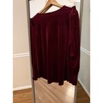 RJ 220 Y2K Long Sleeve Velvet Ruby Blouse Top Shirt Sz Large Babydoll Style Red Photo 4