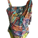 Bleu Rod Beattie New! One Shoulder Boho Paradise Swim Suit Photo 0