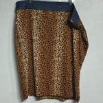 Erika Brooke Tan Leopard Sequins Denim Vintage Midi Skirt Sz 24 Photo 0
