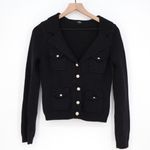 Mossimo Denim Mossimo Black Knit Button Front Cardigan Jacket Blazer Style Pockets Size M Photo 1