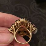 Beautiful bohemian cocktail ring with dark blue and white stones EUC Photo 2