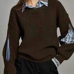 Commense 2 in 1 Ribbed Cutout Sweater size xs Brown Photo 0