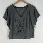 Lululemon  Heather Gray Gathered V-Neck Boxy Crop‎ Dolman Sleeve Women's Top Photo 0