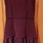 Saks 5th Avenue Saks Fifth Avenue RED LABEL Geo Print Drop Waist Dress w/ Leather Trim Vintage‎ Photo 0