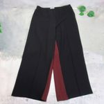 PURE COLLECTION Wide Leg High Rise Contrast Stripe Black Maroon Trousers Size 6 Photo 2