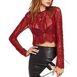 Red Lace Crop Top Photo 0