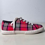 Kate Spade Red Gingham Plaid Vale Lace Up Low Top Sneakers US 7.5B Photo 5
