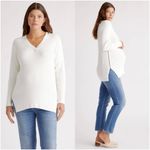 Quince Organic Cotton Fisherman Side Zip Maternity & Nursing Sweater Ivory Small Photo 1