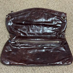 Joseph Charles Burgundy Glazed Leather Fold Over Convertible Clutch Shoulder Bag Brown Photo 2