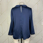 Boden Sophia Sequin Collared‎ 3/4 Sleeve Blouse Top in Navy Blue Size US 6 Photo 7