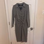 Anthropologie  Womens Medium Gray Ribbed Knit Ruched Button Front Midi Dress Photo 2