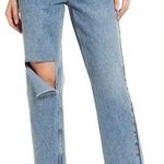 Good American  90’s Duster Blue 950 Straight Leg Distressed High Rise Jeans 14/32 Photo 0